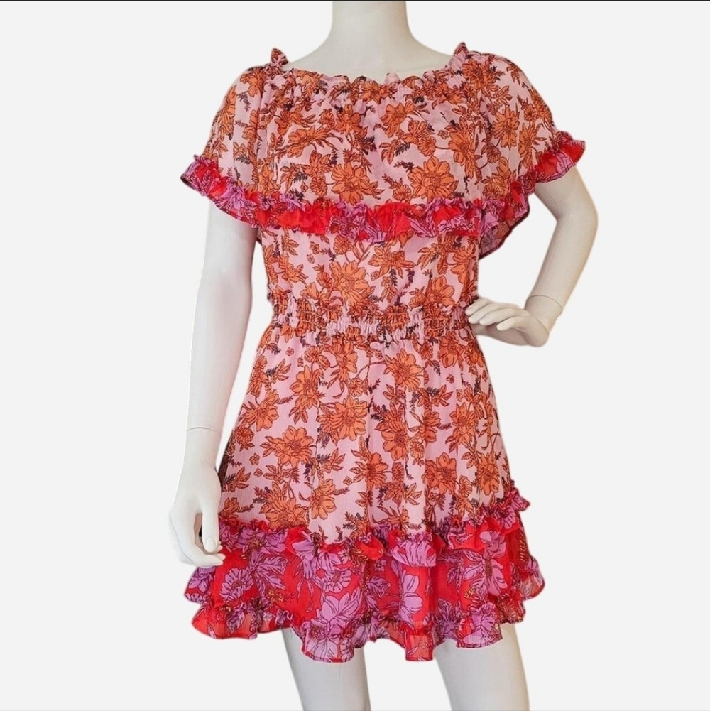JESSICA SIMPSON size M Amelia Ruffle Floral Off-Shoulder mini dress